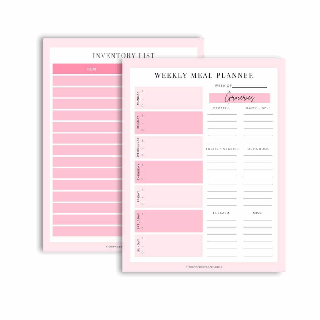 Thrifty Brittany Free Weekly Meal Planner