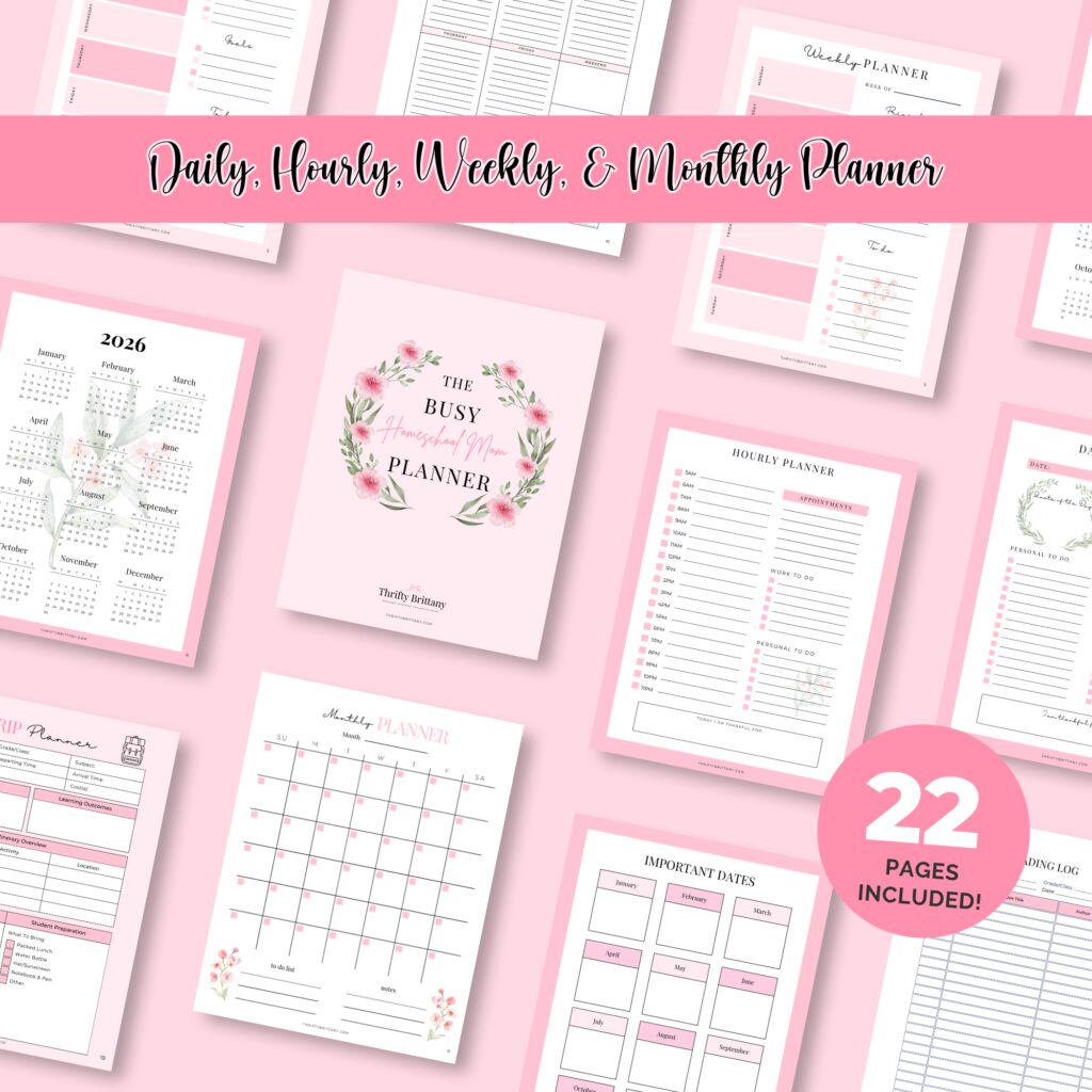 Busy Homeschool Mom Planner Printable | 22-Page PDF Bundle