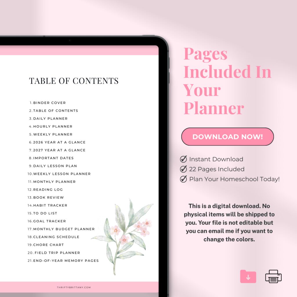Busy Homeschool Mom Planner Printable | 22-Page PDF Bundle
